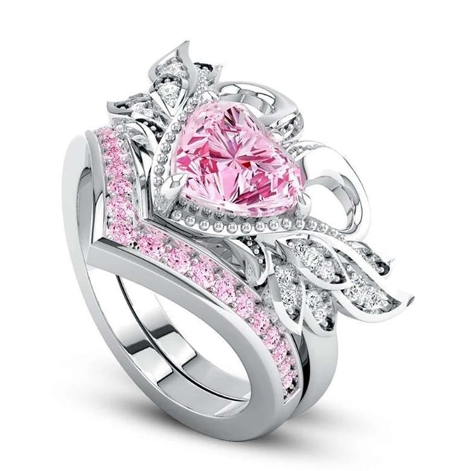 💖 2pc Cubic Zirconia Heart Rings 💖
