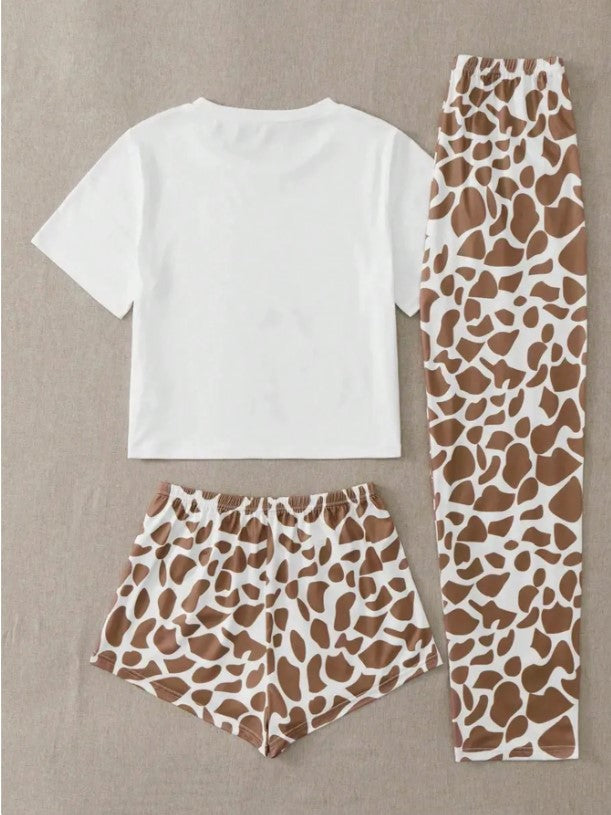 🦒💤 3-Piece Women’s Giraffe Print PJs Set 🦒💤