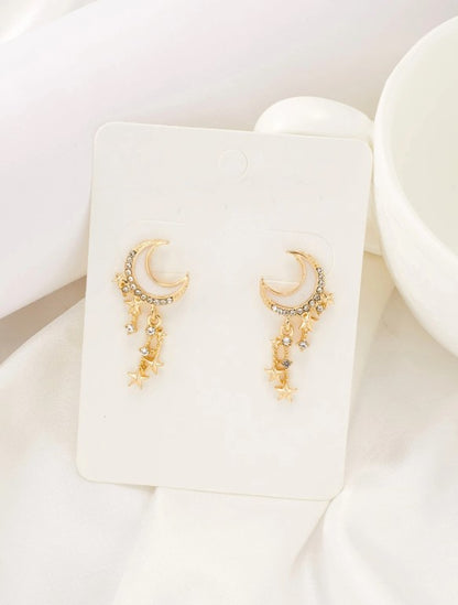 🌙⭐ Rhinestone Moon & Star Drop Earrings ⭐🌙