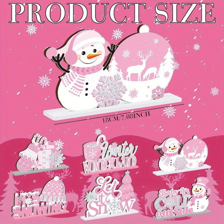 ⛄🌸 6pcs Pink Winter Tabletop Décor Set 🌸⛄
