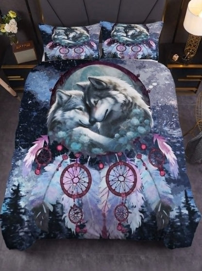 💜🐺 3pc Purple Wolf Dreamcatcher Bedding Set 🐺💜