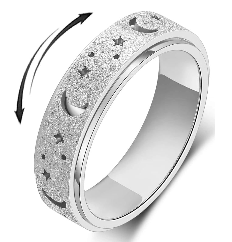 🌙✨ Celestial Moon & Stars Fidget Rings✨🌙