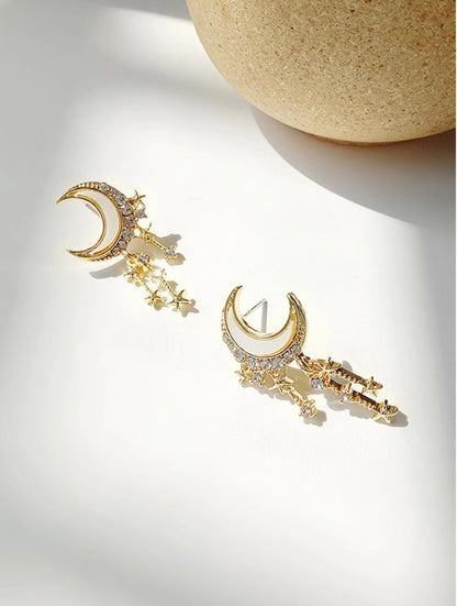 🌙⭐ Rhinestone Moon & Star Drop Earrings ⭐🌙