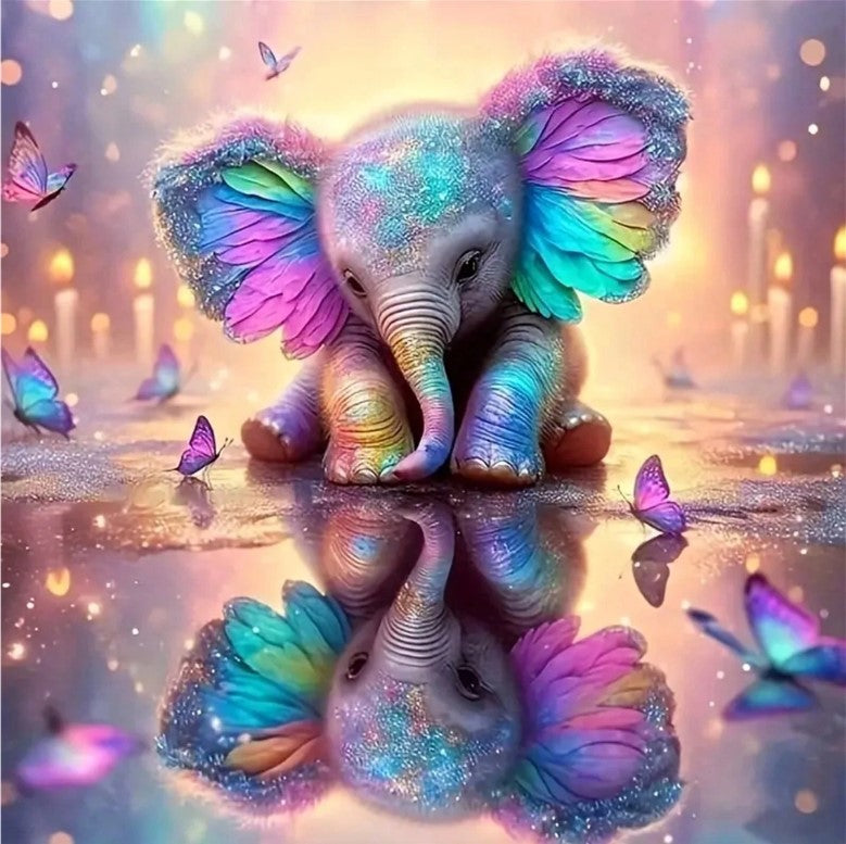 🐘 Pastel Rainbow Baby Elephant Diamond Painting Kit 🐘