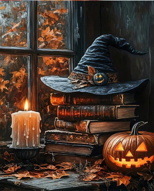 🖤📜 Witch's Hat & Spell Books Diamond Painting 📜🖤