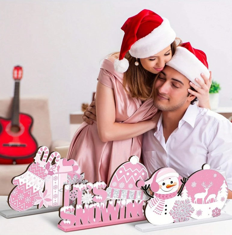 ⛄🌸 6pcs Pink Winter Tabletop Décor Set 🌸⛄