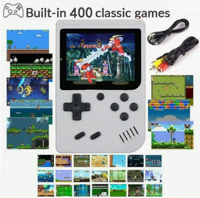 🎮  400 Games Handheld Retro Classic Portable Game Device  (Also Connects To TV) - White 🎮