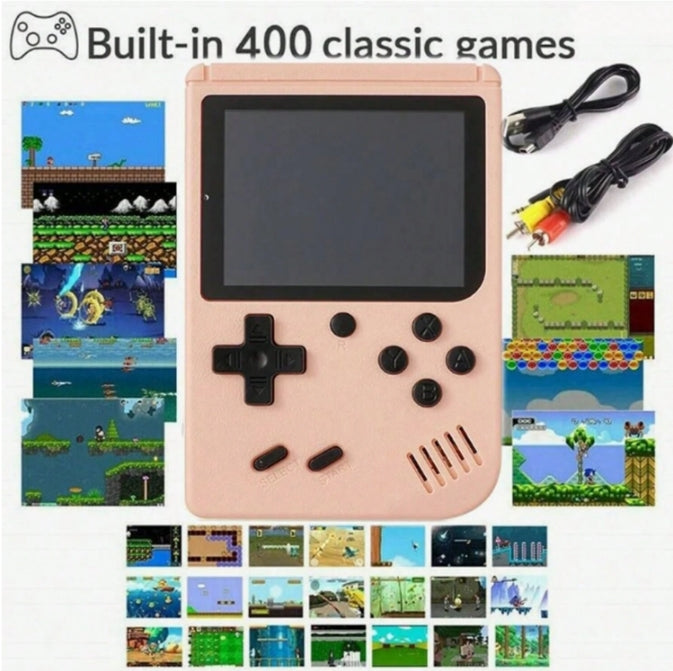 🎮  400 Games Handheld Retro Classic Portable Game Device  (Also Connects To TV) - Light Pink 🎮