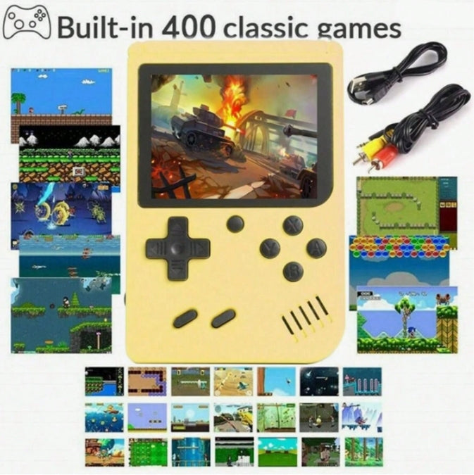 Macaron Mini 400:1 Handheld Retro Classic Portable Game Device (Also Connects To TV) - Light Yellow