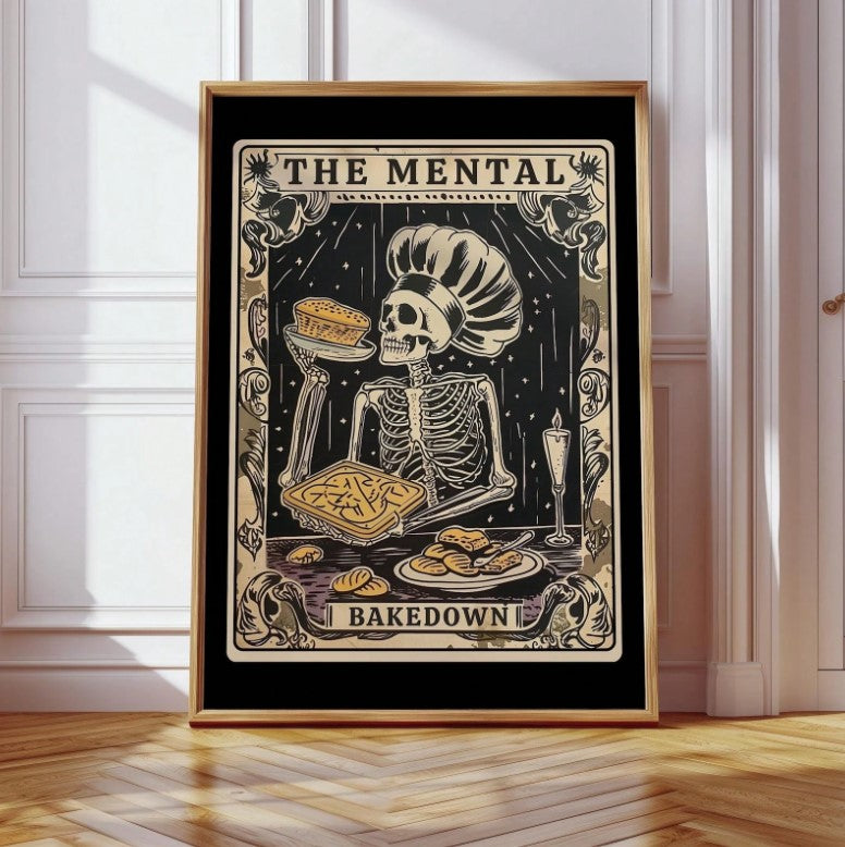 🧠 Tarot-Inspired Unframed Canvas Poster -  “The Mental Bakedown” 🧠