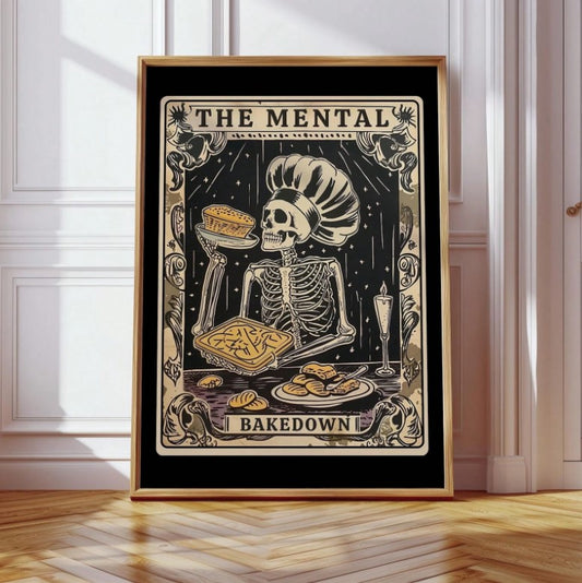 🧠 Tarot-Inspired Unframed Canvas Poster -  “The Mental Bakedown” 🧠