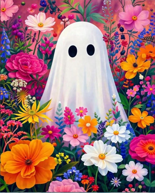🌼👻 Colourful Floral Ghost Diamond Painting 👻🌼