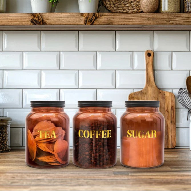Tea Coffee Sugar Canister Set Food Storage