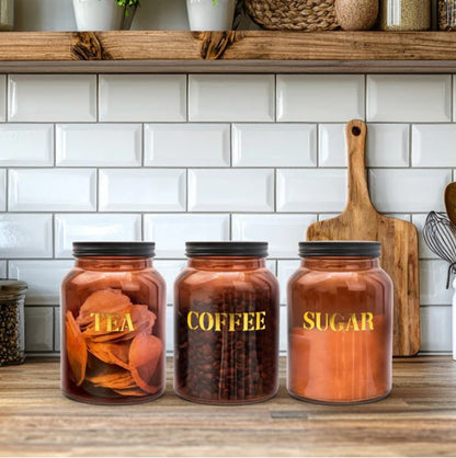 Tea Coffee Sugar Canister Set Food Storage