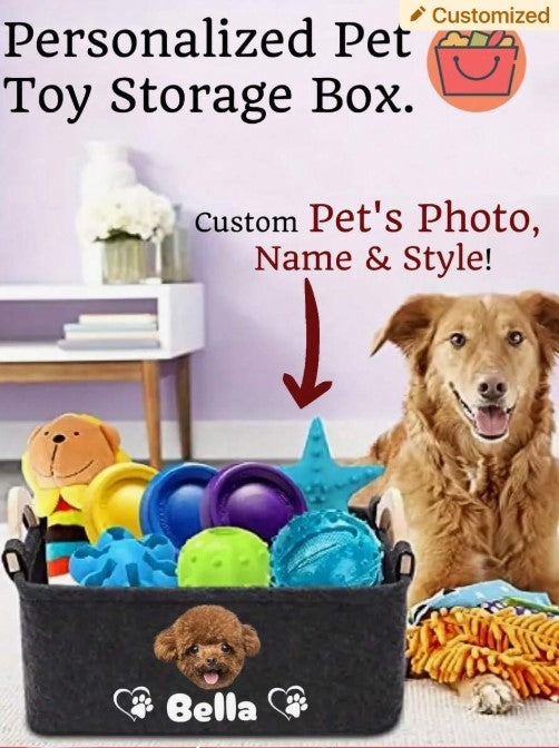 🐾🖤 Personalised Black Pet Toy Box 🖤🐾