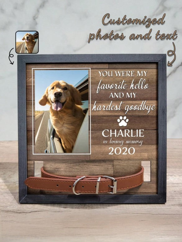 🐾🌈  Personalised Pet Memorial Photo Frame & Collar Holder 🌈🐾