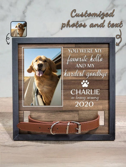 🐾🌈  Personalised Pet Memorial Photo Frame & Collar Holder 🌈🐾