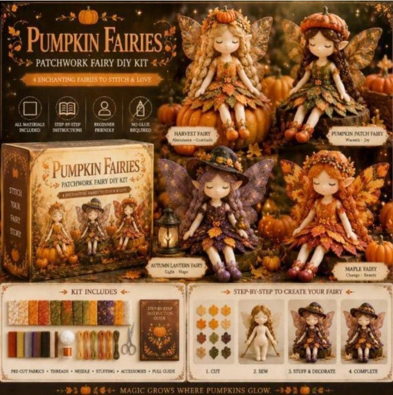 🎃🧚 Pumpkin Fairies Patchwork DIY Fairy Kit! 🍂✨
