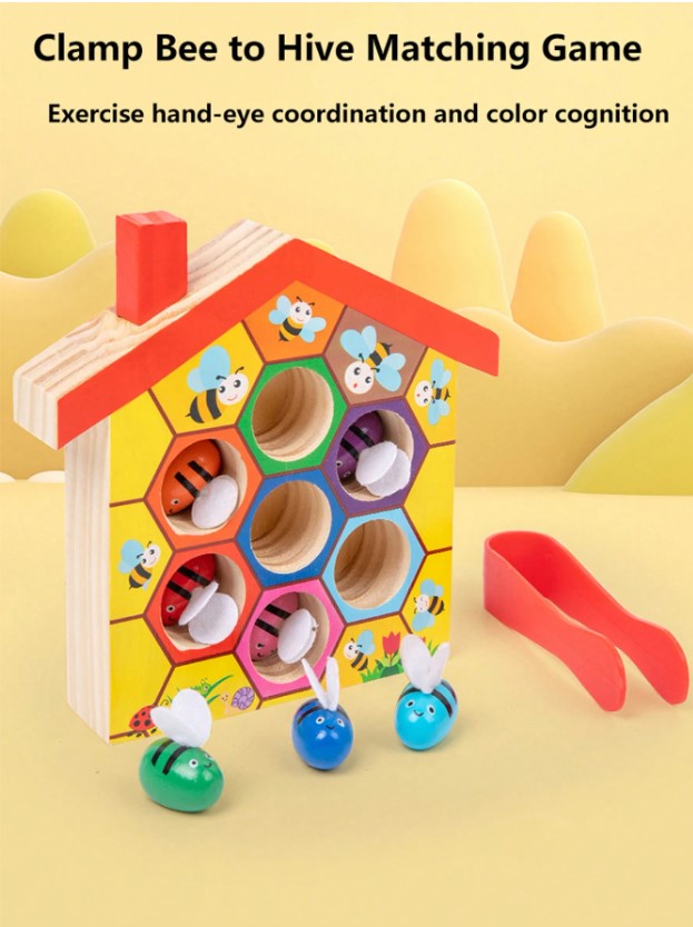 🐝  Montessori Wooden Bee Hive Game