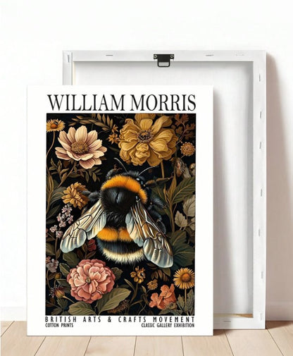 🐝 William Morris-Inspired Bee & Floral Canvas Art Print 🐝