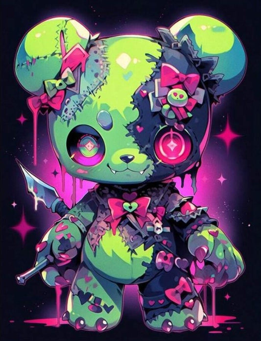 🧟  Cute Cartoon Zombie Teddy Bear Diamond Painting Kit 🧟