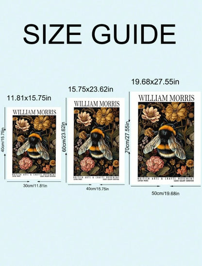 🐝 William Morris-Inspired Bee & Floral Canvas Art Print 🐝