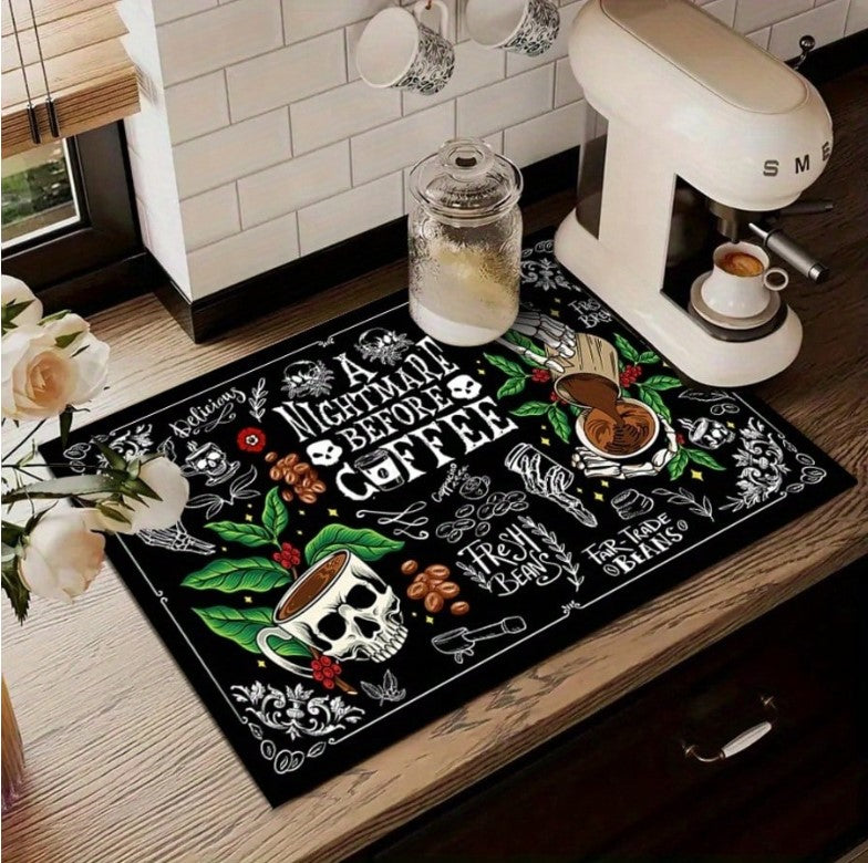 ☕💀  Skull & Coffee Heat Resistant Mat  💀☕