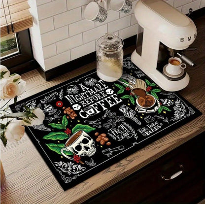 ☕💀  Skull & Coffee Heat Resistant Mat  💀☕
