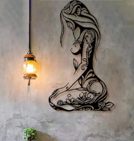 🖤 Kneeling Goddess Black Metal Wall Décor 🖤