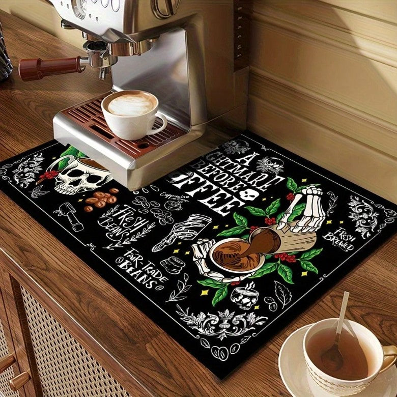 ☕💀  Skull & Coffee Heat Resistant Mat  💀☕