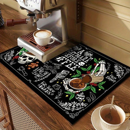 ☕💀  Skull & Coffee Heat Resistant Mat  💀☕