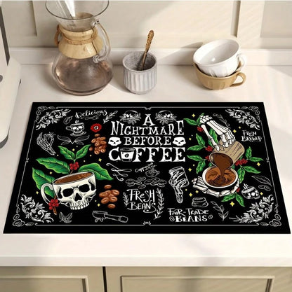 ☕💀  Skull & Coffee Heat Resistant Mat  💀☕