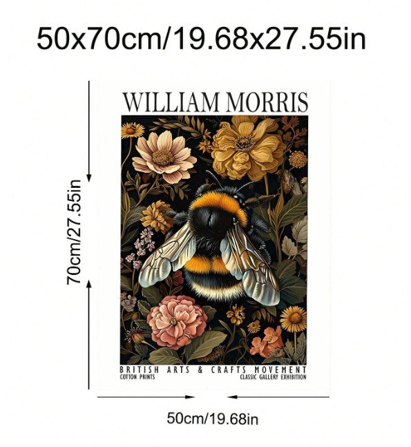 🐝 William Morris-Inspired Bee & Floral Canvas Art Print 🐝