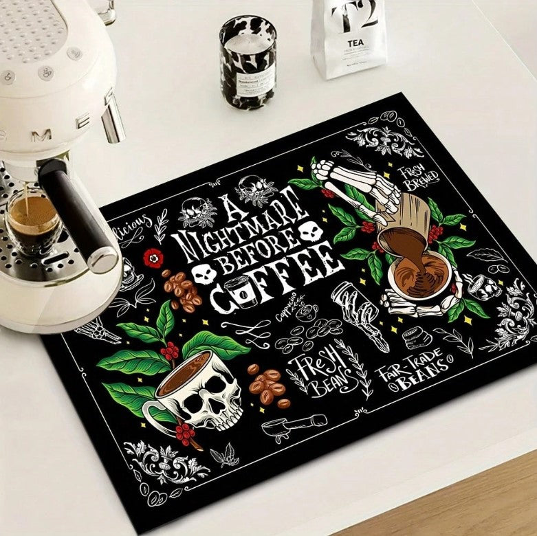 ☕💀  Skull & Coffee Heat Resistant Mat  💀☕