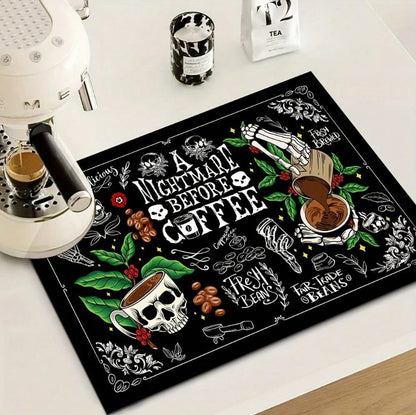 ☕💀  Skull & Coffee Heat Resistant Mat  💀☕
