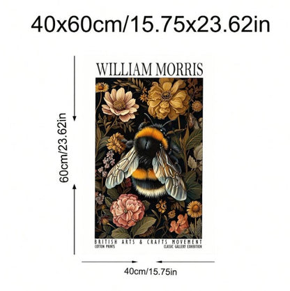 🐝 William Morris-Inspired Bee & Floral Canvas Art Print 🐝