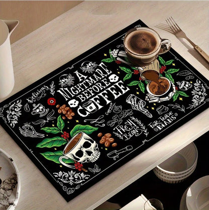 ☕💀  Skull & Coffee Heat Resistant Mat  💀☕