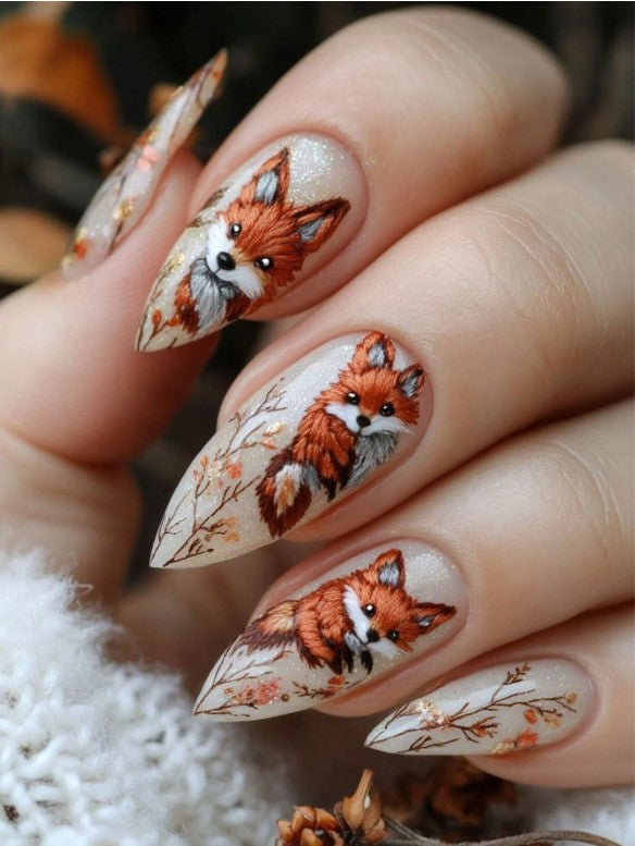 🦊🍂 Adorable Fox Nails 🍂🦊