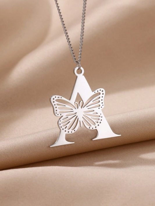 🦋 Butterfly Alphabet Pendant Necklace