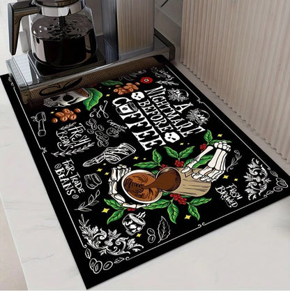 ☕💀  Skull & Coffee Heat Resistant Mat  💀☕