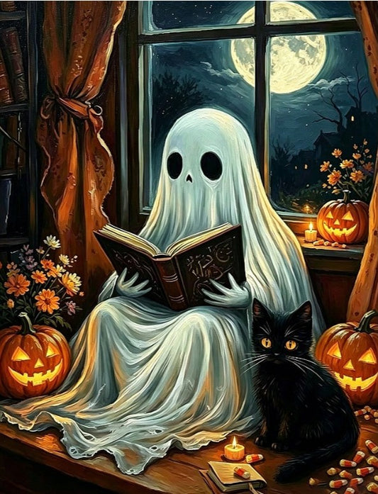 👻📚 Ghost Reading A Book Diamond Painting 📚👻