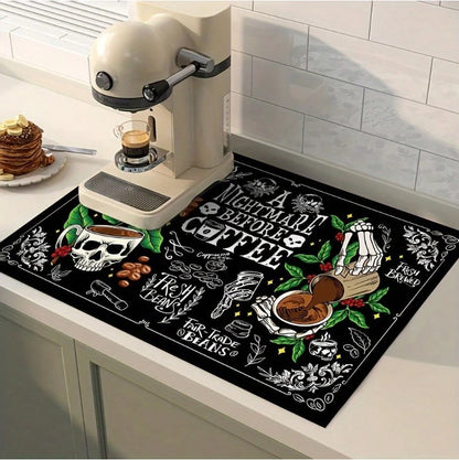 ☕💀  Skull & Coffee Heat Resistant Mat  💀☕