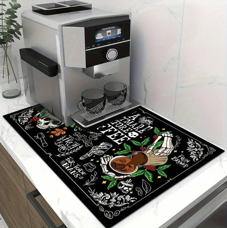 ☕💀  Skull & Coffee Heat Resistant Mat  💀☕