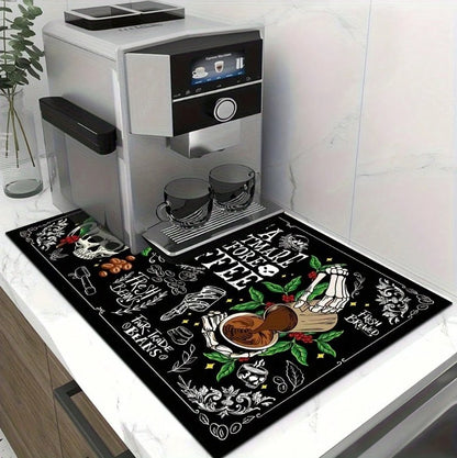 ☕💀  Skull & Coffee Heat Resistant Mat  💀☕
