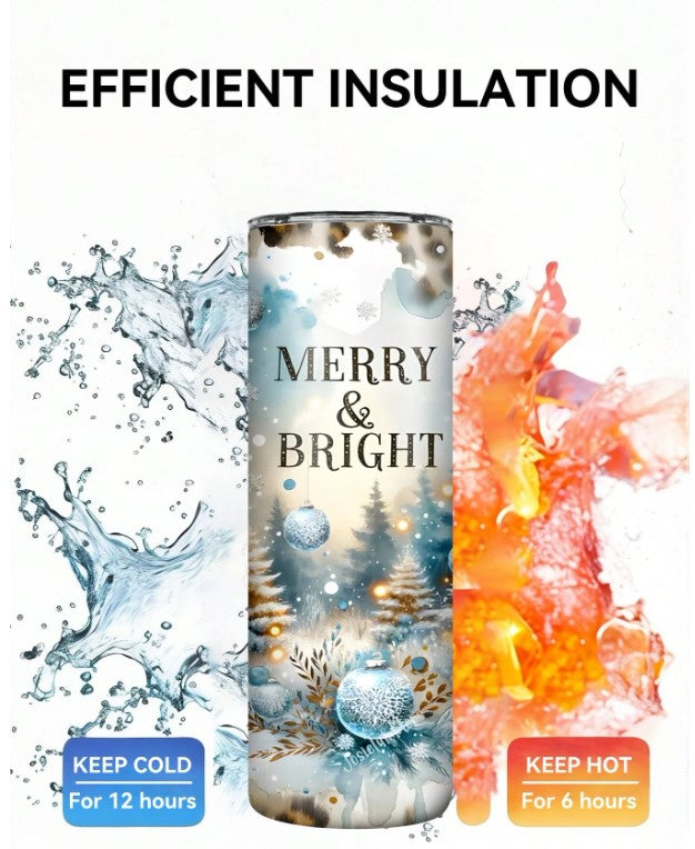 🎄 Merry & Bright 20oz Christmas Tumbler 🎄