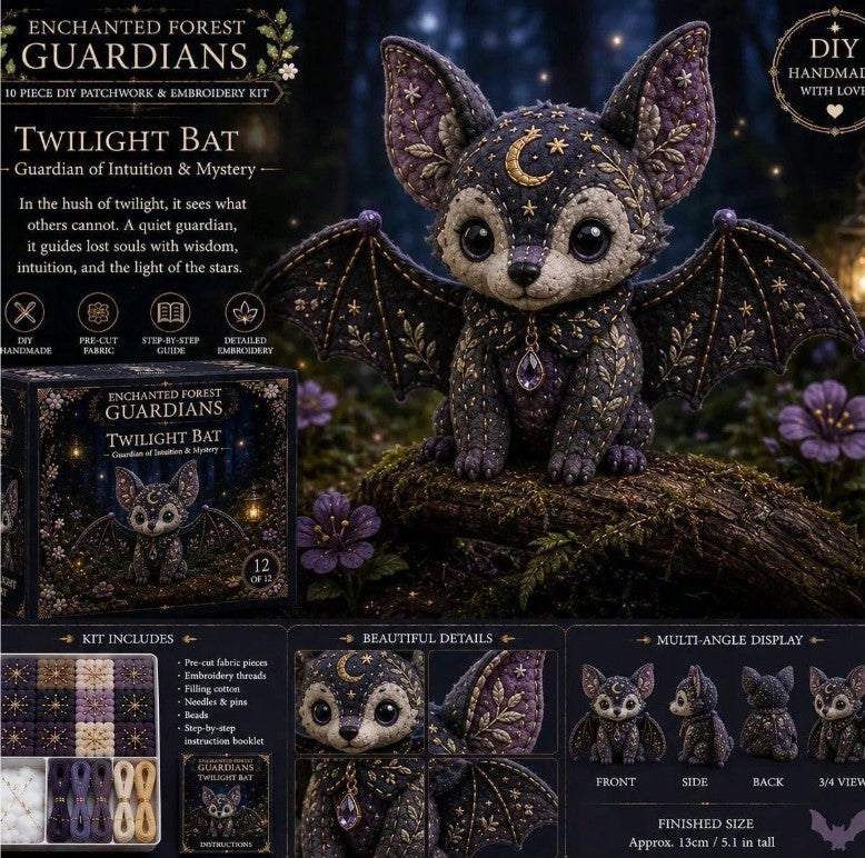 🌙 MAGIC FOREST BAT – ENCHANTED FOREST GUARDIAN FELT ANIMAL KIT 🌙