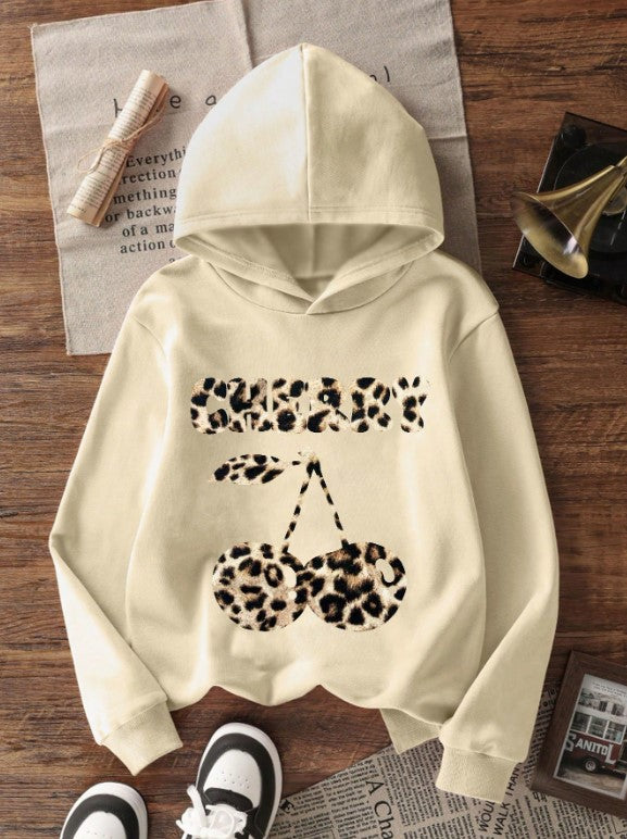 3pc Tween Girl Thermal Lined Warm Leopard Print Hoodie Set