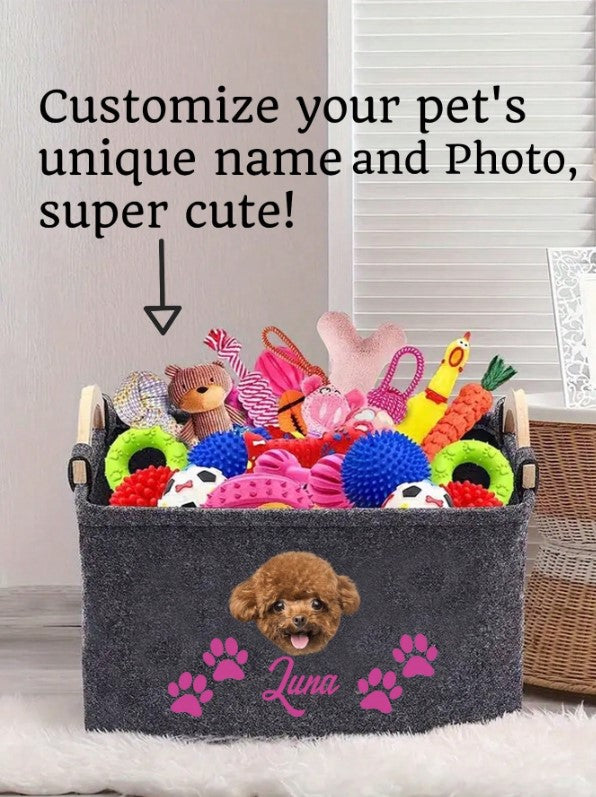 🐾🖤 Personalised Black Pet Toy Box 🖤🐾
