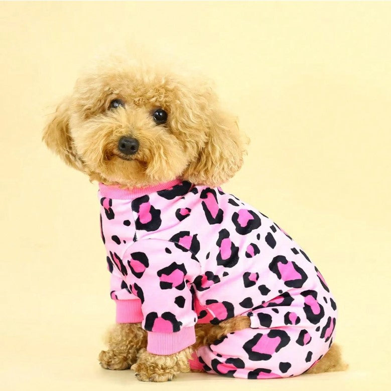🐾 Pink Leopard Print Dog Pyjamas 🐾