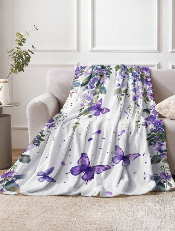 💜🦋 Purple Floral Butterfly Blanket🦋💜